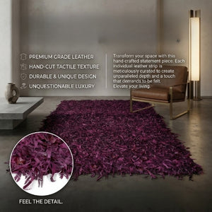 Luxury Genuine Leather Shag Rug – Hand-Finished Designer Floor Decor Australia 14-65