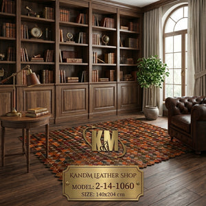 Premium Hand-Stitched Cowhide Leather Patchwork Rug 2-14