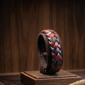 Leather Bracelet
Handmade Bracelet
Braided Bracelet
Leather Accessory
Men's Bracelet
Sport Bracelet
Genuine Leather
Leather Handcrafts
Gift for Him
Unique Gift
Blue and Red Bracelet
Casual Style