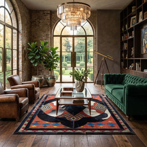 Modern floor rugs patchwork cowhide kilim rug living room rugs online AU Rugs 9-178