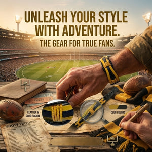 Handcrafted yellow and black leather bracelet with braided cord detailing and adjustable snap buttons