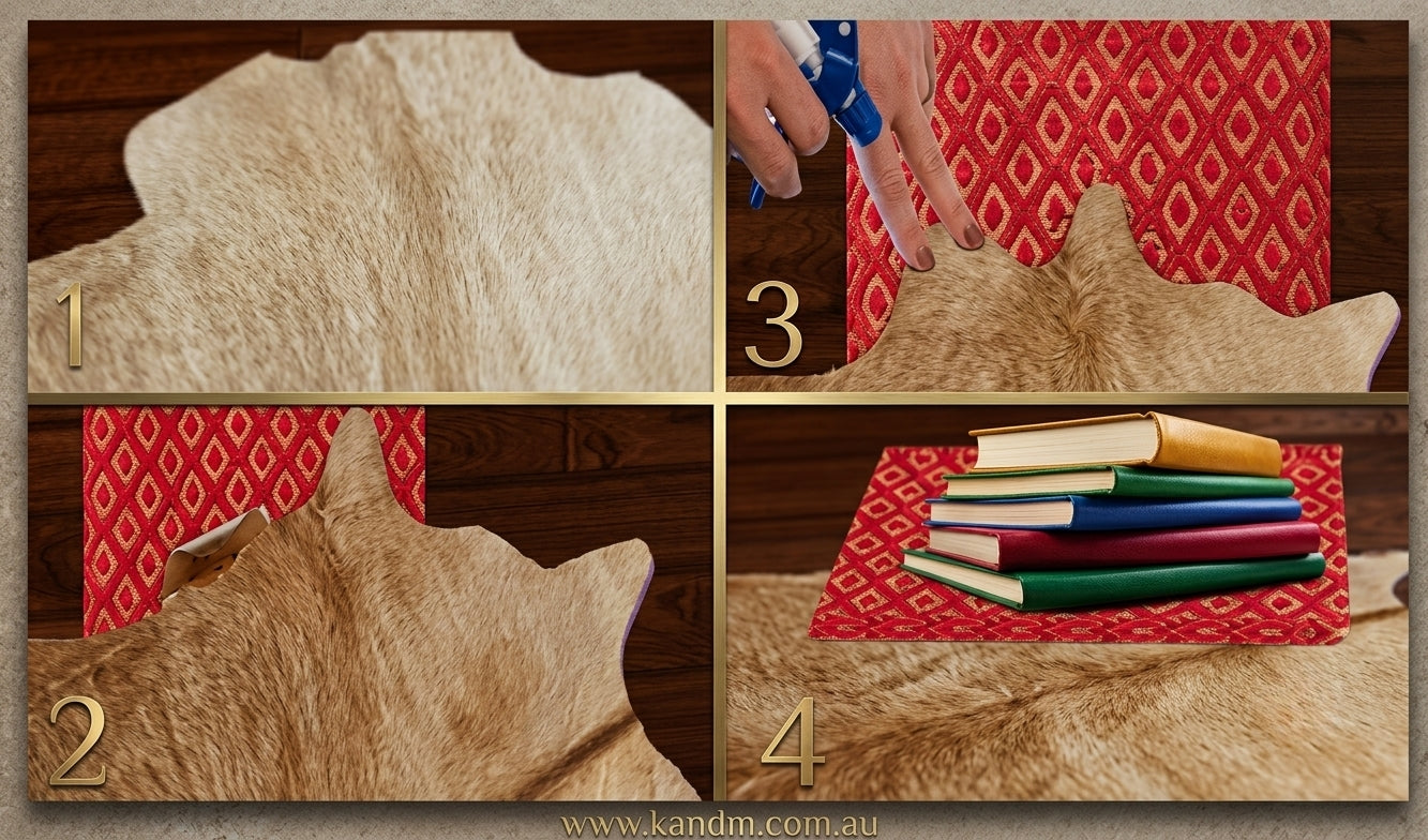 How to uncurl the corners of cowhide rug