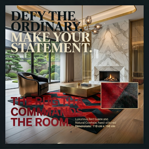 Handmade Red Suede and Black Cowhide Chevron Patchwork Area Rug,Modern Bold Geometric Chevron Rug - Red Suede & Black Hide Patchwork,Red & Black Cowhide Patchwork Chevron Rug