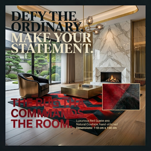 Handmade Red Suede and Black Cowhide Chevron Patchwork Area Rug,Modern Bold Geometric Chevron Rug - Red Suede & Black Hide Patchwork,Red & Black Cowhide Patchwork Chevron Rug
