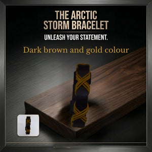 Dark brown and gold bracelet on a wooden surface with text about craftsmanship and style.Handmade leather bracelet with jute weave on a beach setting, featuring text about product features. footy,HAWTHORN HAWKS,football,club,AFL,
#AFL #Footy #AustralianRulesFootball #AFLBracelets #HandmadeJewelry #FootyFans
