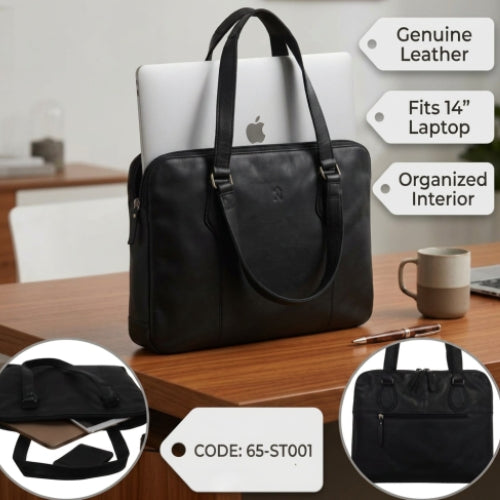 Close-up of premium top handles on the brown cow leather handbag