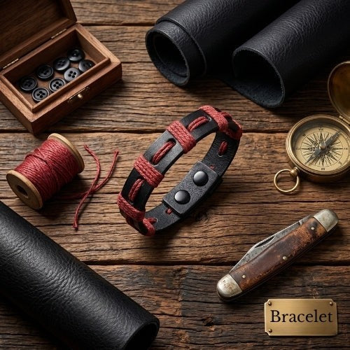 Handmade leather bracelet

Braided leather bracelet

Navy and maroon bracelet

Two-tone leather band

Artisan leather jewelry

Men's leather bracelet

Women's woven bracelet

Handmade leather accessories