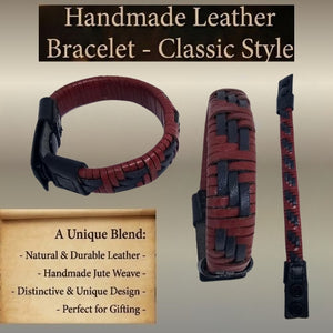 Handmade Two-Tone Braided Leather Bracelet Sport Bracelet Dark Blue & Burgundy-2
