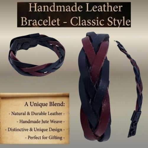 Handmade leather bracelet

Braided leather bracelet

Navy and maroon bracelet

Two-tone leather band

Artisan leather jewelry

Men's leather bracelet

Women's woven bracelet

Handmade leather accessories