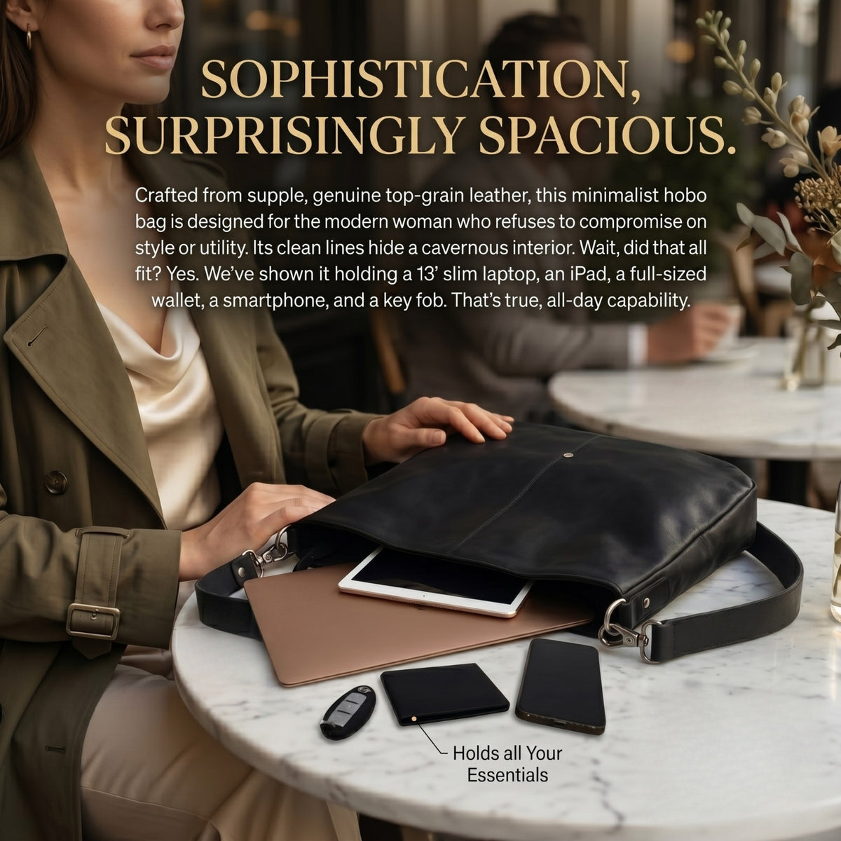 Genuine Leather Handbag & Crossbody Laptop Bag | K&M