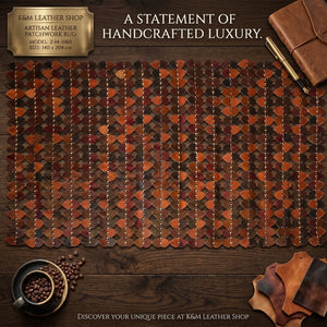 Premium Hand-Stitched Cowhide Leather Patchwork Rug 2-14