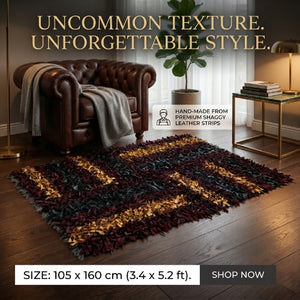 Luxury leather rug 
Genuine leather shag rug
Handmade shag rug
Premium leather home decor
Hand-cut genuine sheep leather rug
Modern textured shag rug 
High-end anti-slip leather rug modern Australian living