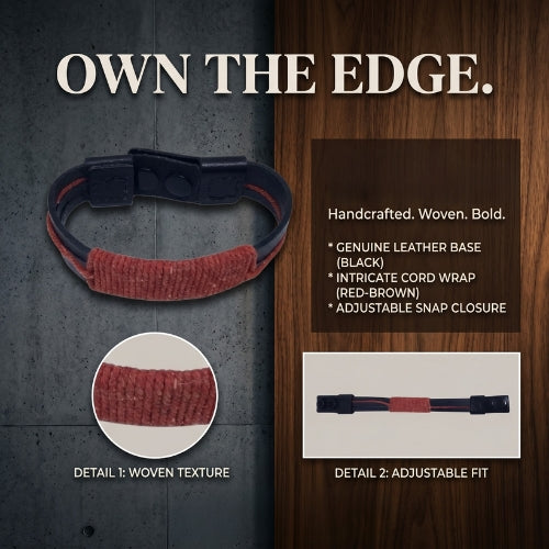 Handmade leather bracelet

Braided leather bracelet

Navy and maroon bracelet

Two-tone leather band

Artisan leather jewelry

Men's leather bracelet

Women's woven bracelet

Handmade leather accessories