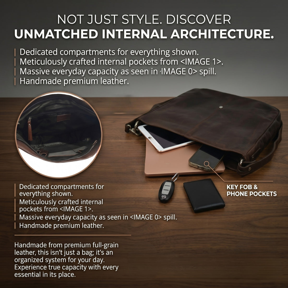 Genuine Leather Handbag & Crossbody Laptop Bag | K&M