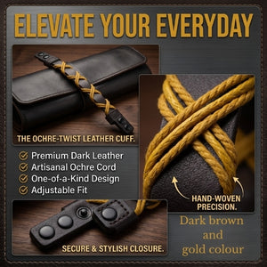 Dark brown and gold bracelet on a wooden surface with text about craftsmanship and style.Handmade leather bracelet with jute weave on a beach setting, featuring text about product features. footy,HAWTHORN HAWKS,football,club,AFL,
#AFL #Footy #AustralianRulesFootball #AFLBracelets #HandmadeJewelry #FootyFans
