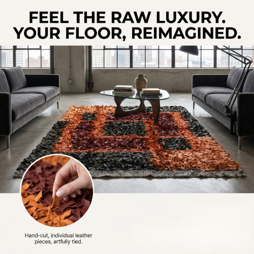 Luxury leather rug 
Genuine leather shag rug
Handmade shag rug
Premium leather home decor
Hand-cut genuine sheep leather rug
Modern textured shag rug 
High-end anti-slip leather rug modern Australian living

Designer favourite leather shag rug executive study

Luxury Leather Shag Rug - Handmade Genuine Sheep Leather 