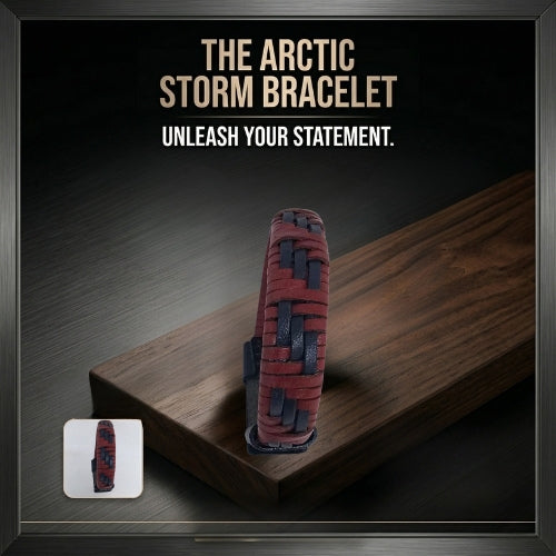 Handmade Two-Tone Braided Leather Bracelet Sport Bracelet Dark Blue & Burgundy-2