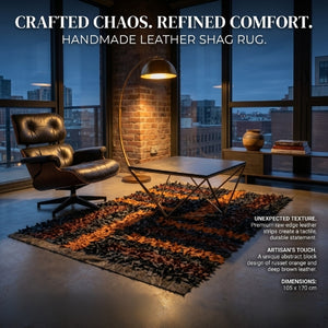 Luxury leather rug 
Genuine leather shag rug
Handmade shag rug
Premium leather home decor
Hand-cut genuine sheep leather rug
Modern textured shag rug 
High-end anti-slip leather rug modern Australian living

Designer favourite leather shag rug executive study

Luxury Leather Shag Rug - Handmade Genuine Sheep Leather 