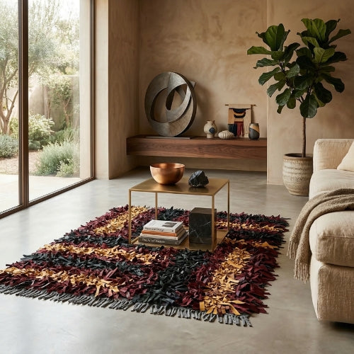 Modern Leather Shag Rug | Fluffy Anti-Slip Floor Rugs AU