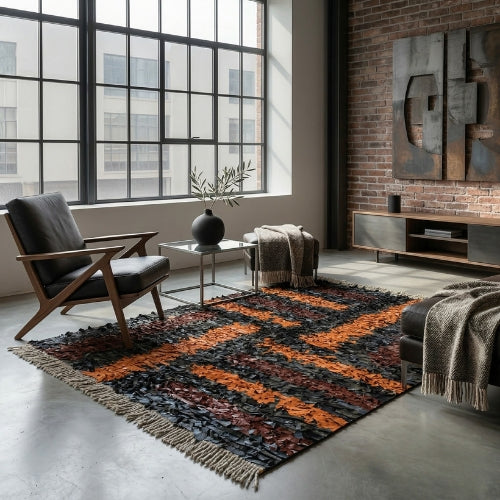 Modern Leather Shag Rug | Fluffy Anti-Slip Floor Rugs AU