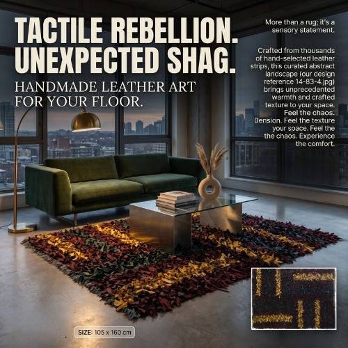 Luxury leather rug 
Genuine leather shag rug
Handmade shag rug
Premium leather home decor
Hand-cut genuine sheep leather rug
Modern textured shag rug 
High-end anti-slip leather rug modern Australian living