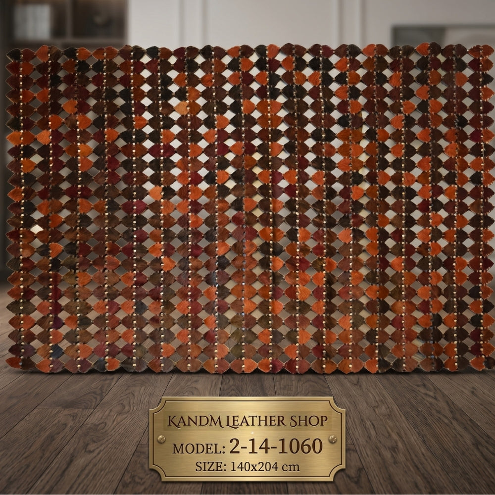 Premium Hand-Stitched Cowhide Leather Patchwork Rug 2-14