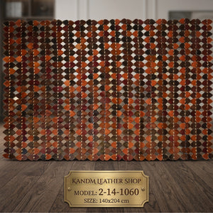 Premium Hand-Stitched Cowhide Leather Patchwork Rug 2-14
