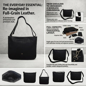 Genuine Leather Handbag & Crossbody Laptop Bag | K&M