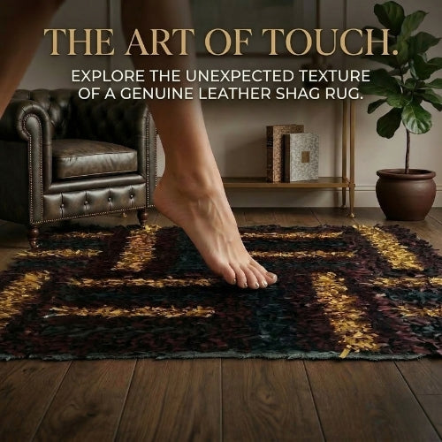 Modern Leather Shag Rug | Fluffy Anti-Slip Floor Rugs AU