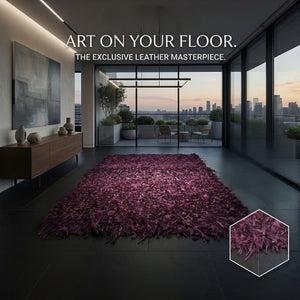 Luxury Genuine Leather Shag Rug – Hand-Finished Designer Floor Decor Australia 14-65