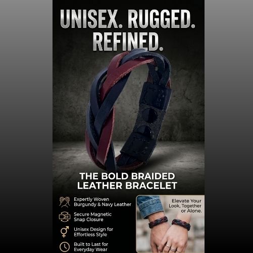 Handmade leather bracelet

Braided leather bracelet

Navy and maroon bracelet

Two-tone leather band

Artisan leather jewelry

Men's leather bracelet

Women's woven bracelet

Handmade leather accessories