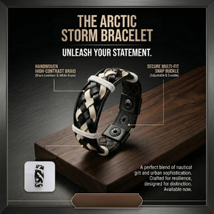 Arctic Storm bracelet  surface with product features highlighted.footy,collingwood,club,sport,leather,handmade
Handmade leather bracelet with jute weave on a beach setting, featuring text about product features. footy,collingwood,football,club,AFL,
#AFL #Footy #AustralianRulesFootball #AFLBracelets #HandmadeJewelry #FootyFans