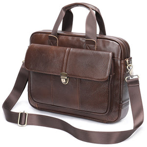 Genuine Strong cowhide leather bag, Shoulder Bag, Business Laptop Briefcase, Daily Messenger Bag KM 315-A
