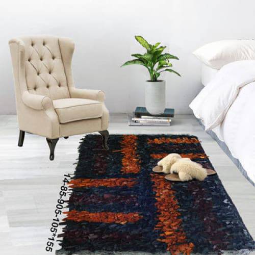 Modern floor rugs Leather Shag Area Carpet Anti-slip fluffy 