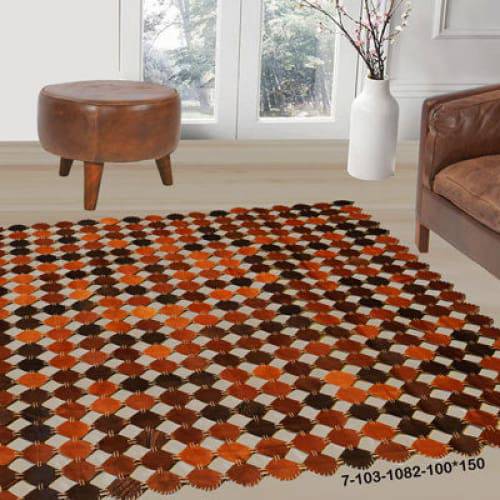 Modern floor rugs patchwork cow leather rug Bohemian new rugs online AU Rugs 7-103 - KANDM PARSE LEATHER SHOP