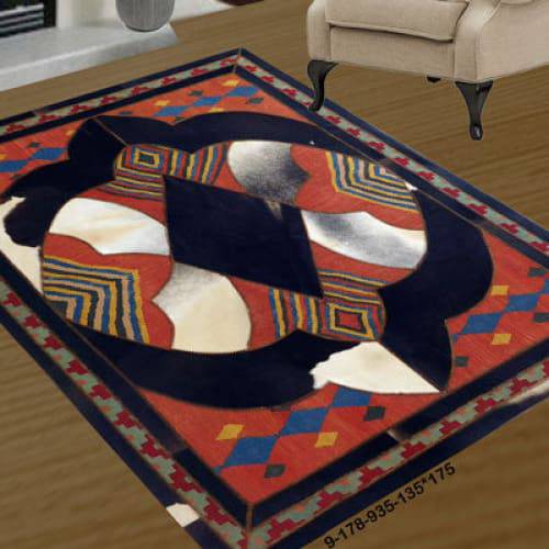 Modern floor rugs patchwork cowhide kilim rug living room rugs online AU Rugs 9-178 - KANDM PARSE LEATHER SHOP