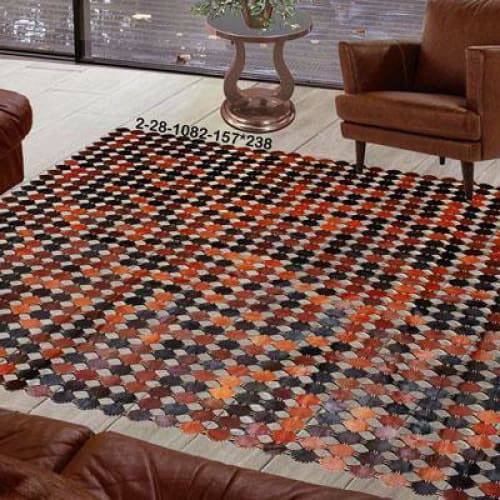 Modern floor rugs patchwork cowhide leather rug Bohemian new rugs online AU Rugs 2-28 - KANDM PARSE LEATHER SHOP